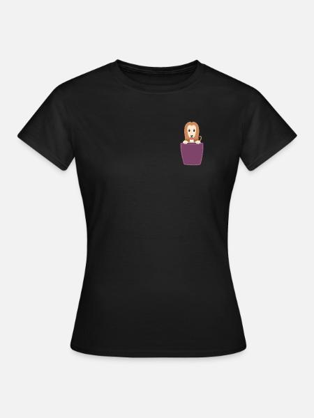 Windhund In Der Brusttasche - Frauen T-Shirt - Schwarz