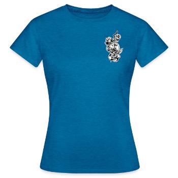 Trop tard // zu spät // Illustration - T-shirt Femme - bleu saphir antique chiné - Devant - AI Model Female 172 dark (172cm)