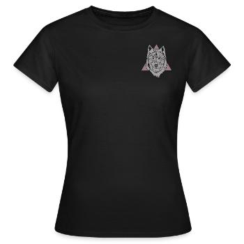 Head of a grey wolf - Women's T-Shirt - black - Front - AI Model Female 172 dark (172cm)