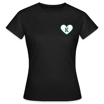 Lettre k cœur sport tendance vert - idée cadeau - T-shirt Femme - noir - Devant - AI Model Female 172 dark (172cm)