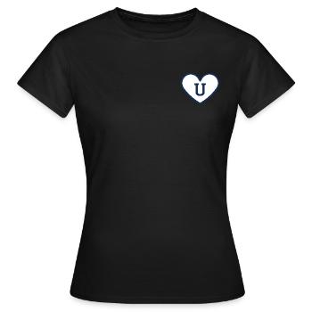 Lettre u cœur sport tendance bleu - idée cadeau - T-shirt Femme - noir - Devant - AI Model Female 172 dark (172cm)