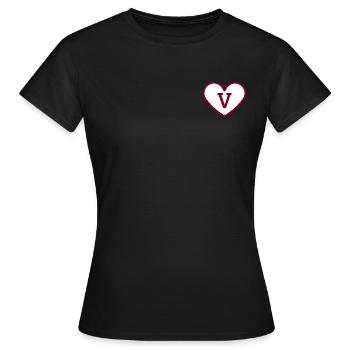 Lettre v cœur sport tendance bordeaux -idée cadeau - T-shirt Femme - noir - Devant - AI Model Female 172 dark (172cm)