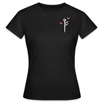 Odin Hugin & Munin / Rune - Wikinger Logo - Frauen T-Shirt - Schwarz - Vorne - AI Model Female 172 dark (172cm)