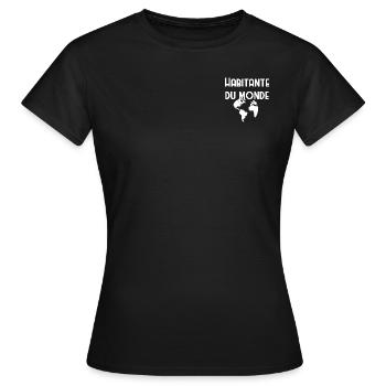Habitante du monde / voyage / roadtrip - T-shirt Femme - noir - Devant - AI Model Female 172 dark (172cm)