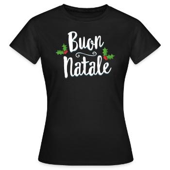 Buon Natale Christmas T-Shirt Italien Italiener fröhlich - Frauen T-Shirt - Schwarz - Vorne - AI Model Female 172 dark (172cm)