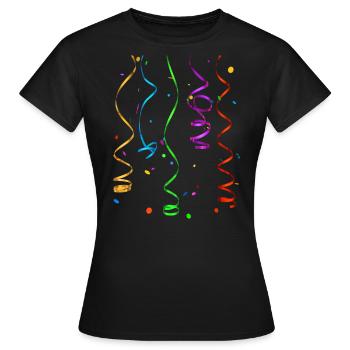 Streamers and confetti - Women's T-Shirt - black - Front - AI Model Female 172 dark (172cm)
