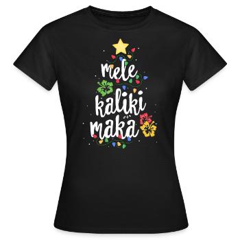 Mele Kalikimaka Shirt für Frauen Hawaiian Hawaii - Frauen T-Shirt - Schwarz - Vorne - AI Model Female 172 dark (172cm)