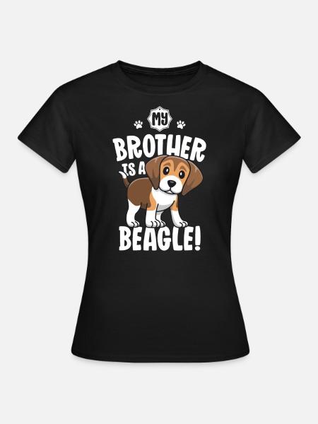 Mein Bruder ist ein Beagle Shirts für Kinder Mädchen Hund - Frauen T-Shirt - Schwarz