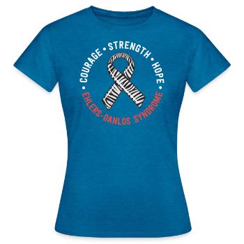 Mut Kraft Hoffnung Ehlers-Danlos-Syndrom EDS - Frauen T-Shirt - Antikblaues Saphir meliert - Vorne - AI Model Female 172 dark (172cm)