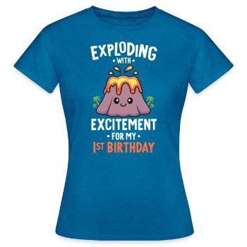 Vulkan Geburtstagsfeier Erster Geburtstag 1 Jahre alt - Frauen T-Shirt - Antikblaues Saphir meliert - Vorne - AI Model Female 172 dark (172cm)