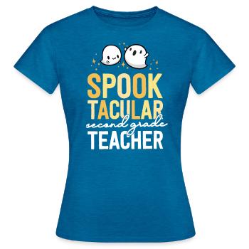2nd Grade Teacher Halloween Matching School - Women's T-Shirt - antique blue sapphire heather - Front - AI Model Female 172 dark (172cm)