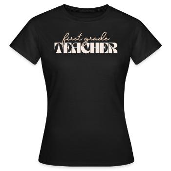 Retro 1st Grade Teacher Vintage First Grade - Women's T-Shirt - black - Front - AI Model Female 172 dark (172cm)