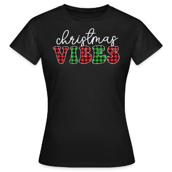 Christmas Vibes Buffalo Plaid Retro Christmas - Frauen T-Shirt - Schwarz - Vorne - AI Model Female 172 dark (172cm)