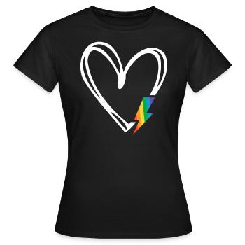 Subtiler Pride-Monat Minimalistisches Regenbogenflaggenherz - Frauen T-Shirt - Schwarz - Vorne - AI Model Female 172 dark (172cm)