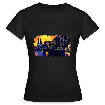 Köln Popart Domblick - Frauen T-Shirt - Schwarz - Vorne - AI Model Female 172 dark (172cm)