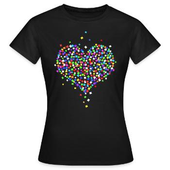 Coeur de confettis - T-shirt Femme - noir - Devant - AI Model Female 172 dark (172cm)