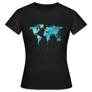 Weltkarte - Frauen T-Shirt - Schwarz - Vorne - AI Model Female 172 dark (172cm)