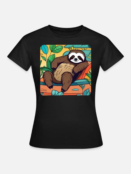 Entspanntes Faultier - Frauen T-Shirt - Schwarz