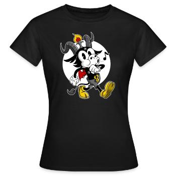 Ateo Baphomet Satan silvando Cartoon alte Schule - Frauen T-Shirt - Schwarz - Vorne - AI Model Female 172 dark (172cm)