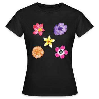 Blumen Motiv Set - Frauen T-Shirt - Schwarz - Vorne - AI Model Female 172 dark (172cm)