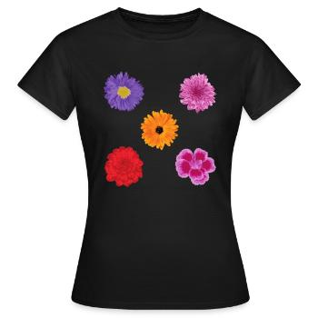 Blumen Motiv Set - Frauen T-Shirt - Schwarz - Vorne - AI Model Female 172 dark (172cm)