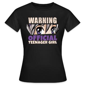 Avertissement: Official teenage girl - T-shirt Femme - noir - Devant - AI Model Female 172 dark (172cm)