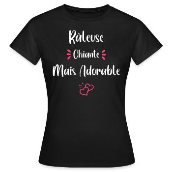 Je suis râleuse chiante mais adorable - T-shirt Femme - noir - Devant - AI Model Female 172 dark (172cm)