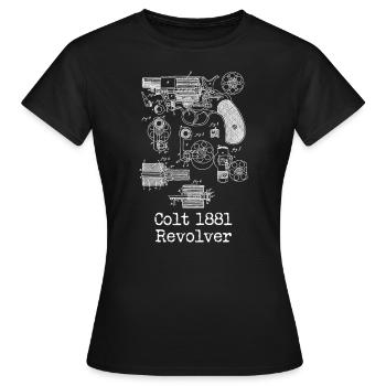 1881 Blueprint Patent Revolver Handfeuerwaffe - Frauen T-Shirt - Schwarz - Vorne - AI Model Female 172 dark (172cm)
