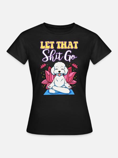 Yoga White Dog Poodle Funny Yoga - T-shirt Femme - noir