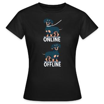 Dachshund with leash and funny dog saying - Women's T-Shirt - black - Front - AI Model Female 172 dark (172cm)