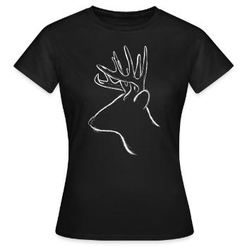 Deer Antler Art Profile for Wildlife Fan - Women's T-Shirt - black - Front - AI Model Female 172 dark (172cm)