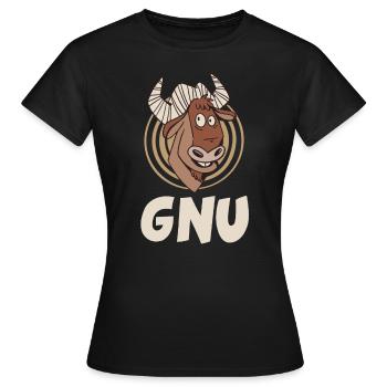 Wildebeest Antelope Africa Animal Steppe Zoo - Women's T-Shirt - black - Front - AI Model Female 172 dark (172cm)