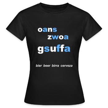 bayerischer Trinkspruch, Bierzelt - Frauen T-Shirt - Schwarz - Vorne - AI Model Female 172 dark (172cm)