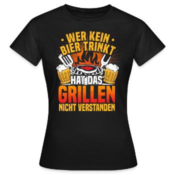Bière, dicton buveur de bière, barbecue amateur de bière - T-shirt Femme - noir - Devant - AI Model Female 172 dark (172cm)