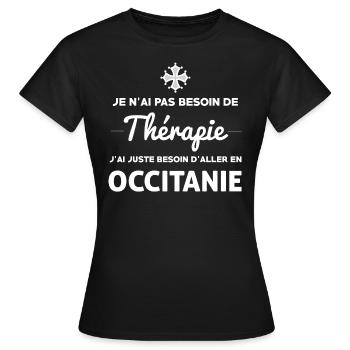 OCCITANIE THÉRAPIE - T-shirt Femme - noir - Devant - AI Model Female 172 dark (172cm)
