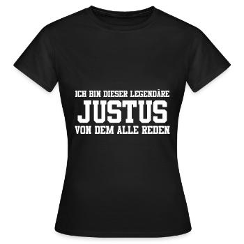 Justus Name Design - Frauen T-Shirt - Schwarz - Vorne - AI Model Female 172 dark (172cm)