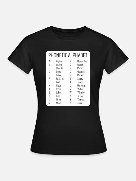 Piloto de avión Controlador de tráfico aéreo Alfabeto fonético - Dame-T-shirt - sort