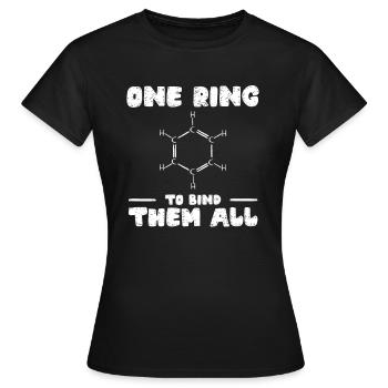 Chemie Benzolring Molekül Bindung - Frauen T-Shirt - Schwarz - Vorne - AI Model Female 172 dark (172cm)