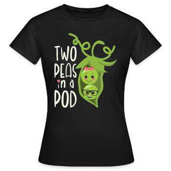 Two Peas in a Pod Valentinstag Verliebt Erbse - Frauen T-Shirt - Schwarz - Vorne - AI Model Female 172 dark (172cm)