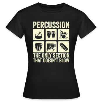Percussion Batteur Batterie Batterie Schlagzeug - T-shirt Femme - noir - Devant - AI Model Female 172 dark (172cm)