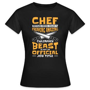 Chef Bête Art culinaire Cuisine Cuisson - T-shirt Femme - noir - Devant - AI Model Female 172 dark (172cm)