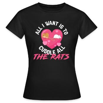 Rat Cuddling Rodent Cuddle Rat Lovers - Frauen T-Shirt - Schwarz - Vorne - AI Model Female 172 dark (172cm)