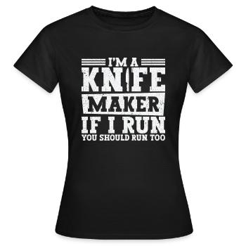 Knifemaking Knife Making Bladesmith Smithing Knife - Women's T-Shirt - black - Front - AI Model Female 172 dark (172cm)