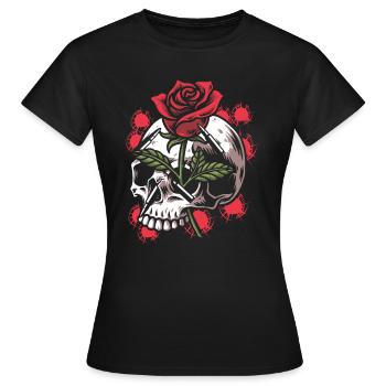 Bullets and Skull Roses Aesthetic Dripping Pattern - Women's T-Shirt - black - Front - AI Model Female 172 dark (172cm)