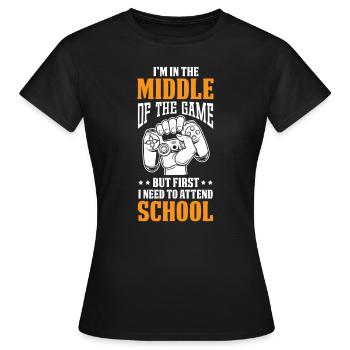 Kids Back to School Middle of the Game Attend - Women's T-Shirt - black - Front - AI Model Female 172 dark (172cm)