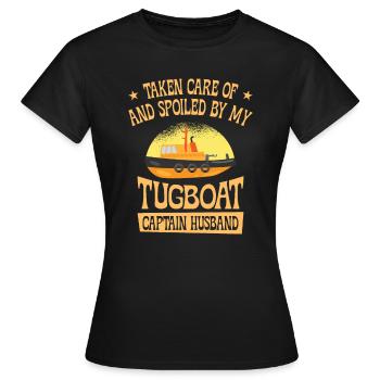 Remorqueur gâté Remorqueur Capitaine Mari Voile - T-shirt Femme - noir - Devant - AI Model Female 172 dark (172cm)