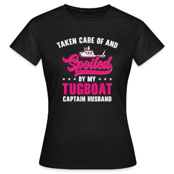 Remorqueur gâté Remorqueur Capitaine Mari Voile - T-shirt Femme - noir - Devant - AI Model Female 172 dark (172cm)