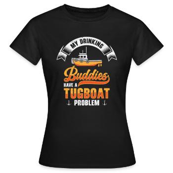 Remorqueur Drinking Buddies Alcool Remorqueur Capitaine - T-shirt Femme - noir - Devant - AI Model Female 172 dark (172cm)
