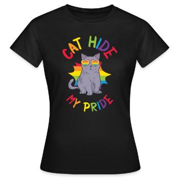 Cat Hide My Pride Chats LGBT et - T-shirt Femme - noir - Devant - AI Model Female 172 dark (172cm)