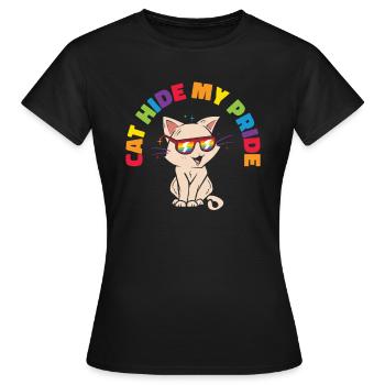 Cat Hide My Pride Chats LGBT et - T-shirt Femme - noir - Devant - AI Model Female 172 dark (172cm)